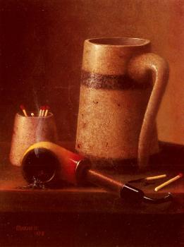 威廉 邁尅爾 哈尼特 Harnett William M Still Life Pipe And Mug 威廉 邁尅爾 哈尼特 Harnett William M Still Life Pipe And Mug